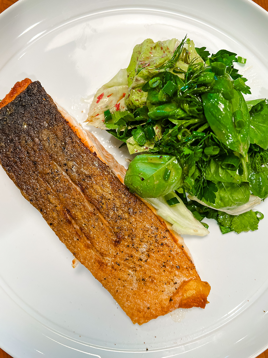 Crispy Salmon & Herby Salad with GZ’s Best Ever Vinaigrette
