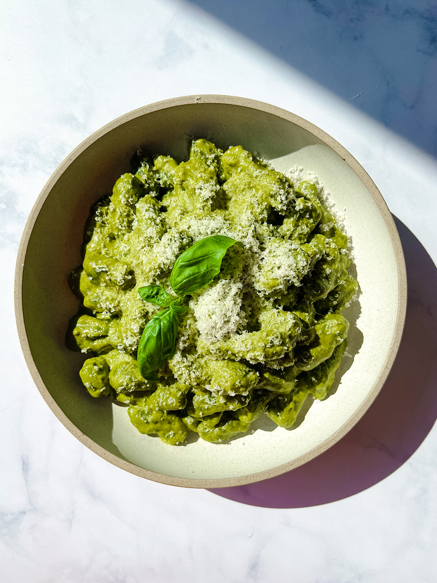 Viral TikTok Spinach Pasta with Green Goddess Pesto