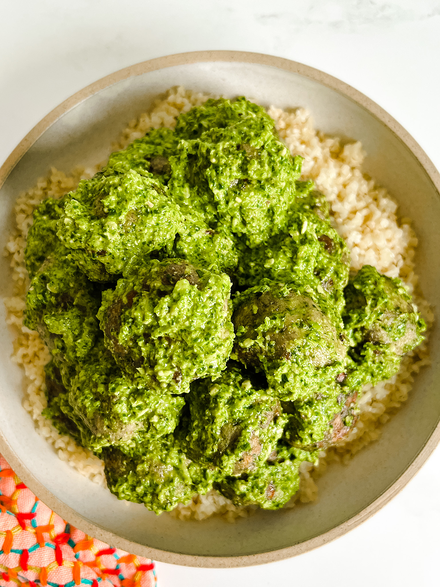 Ramp & Chicken Meatballs with Ramp Pesto