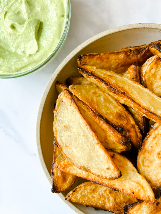 Crispy Potato Wedges with Creamy Herb Dip