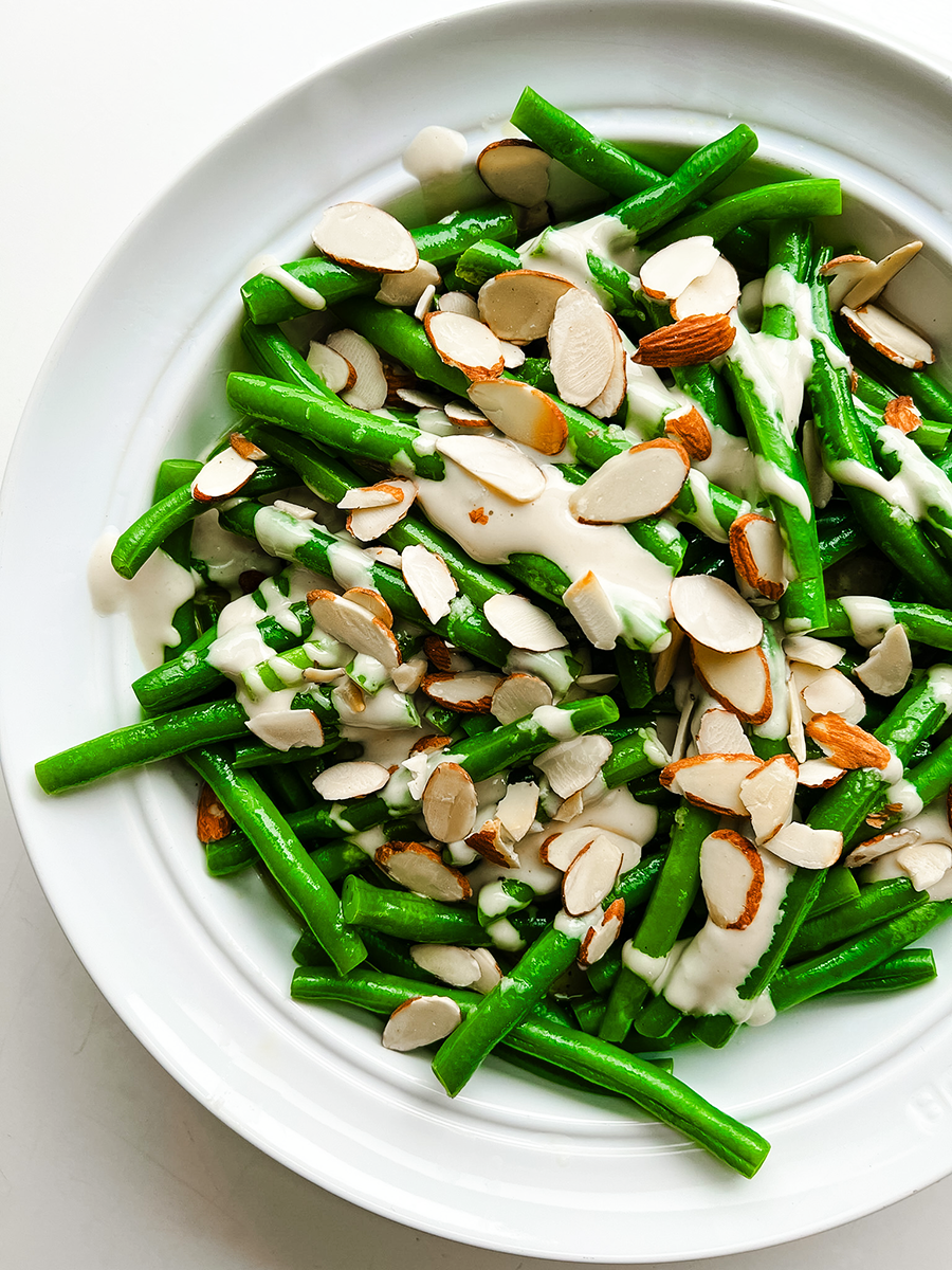 green beans with tahini dressing Char-Grilled Green Beans with Lemon Tahini Sauce