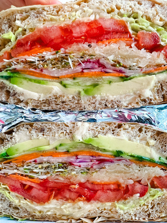 Rainbow Veggie Hummus Sandwich