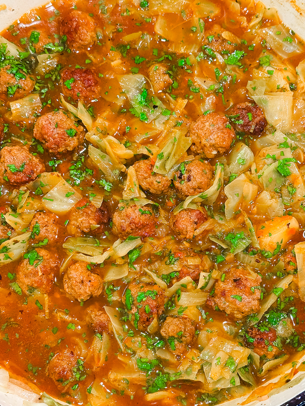Melted Cabbage Meatball Soup
