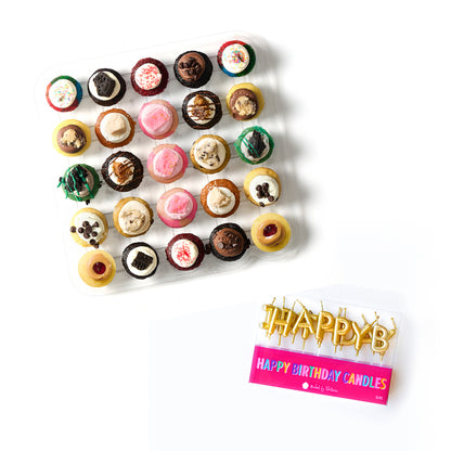 Happy Birthday Cupcakes 25-Pack & Candles