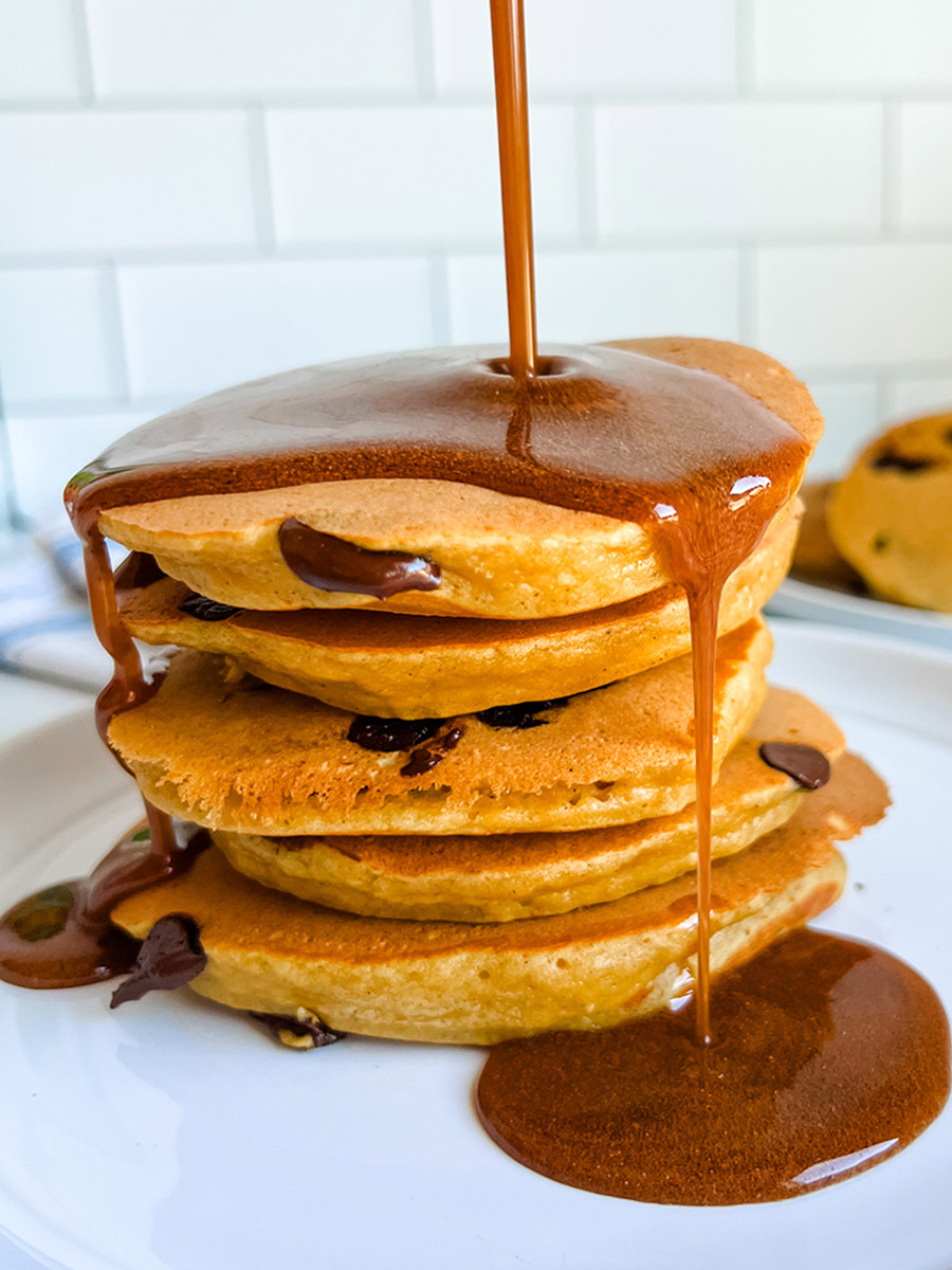 Pumpkin Pancakes with Cinnamon Vanilla Maple Syrup