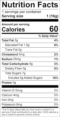 Nutrition Label - White Chocolate Cookies & Cream