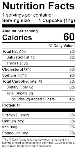 Rainbow Cookie Nutrition Label